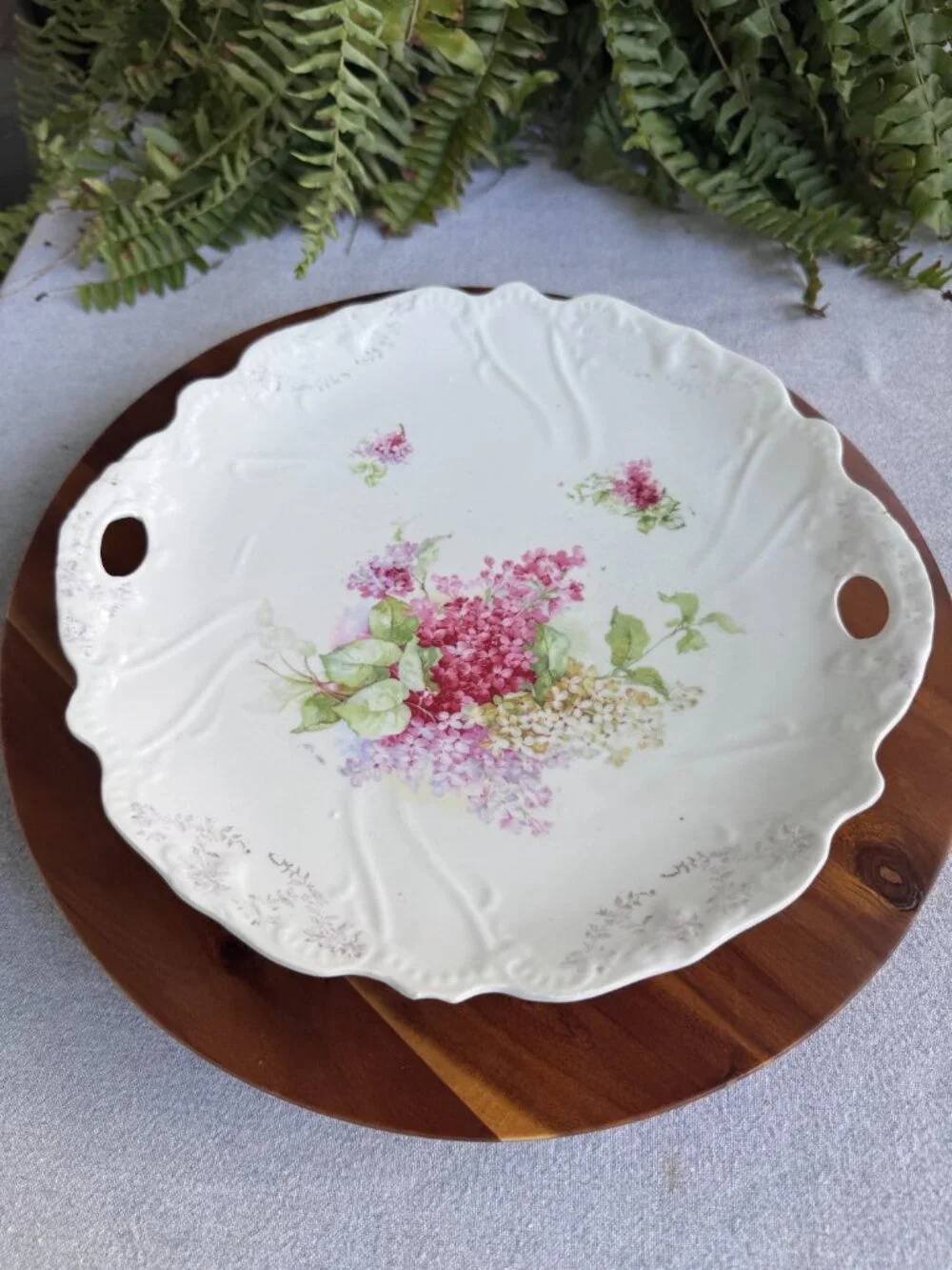 Antique Schumann Bavaria Lilac Cake Plate – Vintage Floral Porcelain